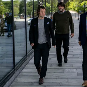 Magnus Carlsen und sein Trainer Peter Heine Nielsen im norwegischen Stavanger