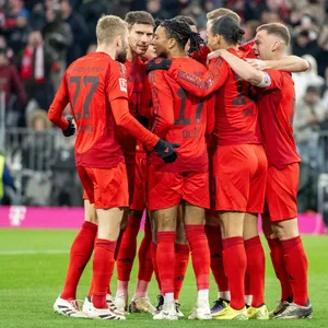 Spieler des FC Bayern jubeln im Pulk.