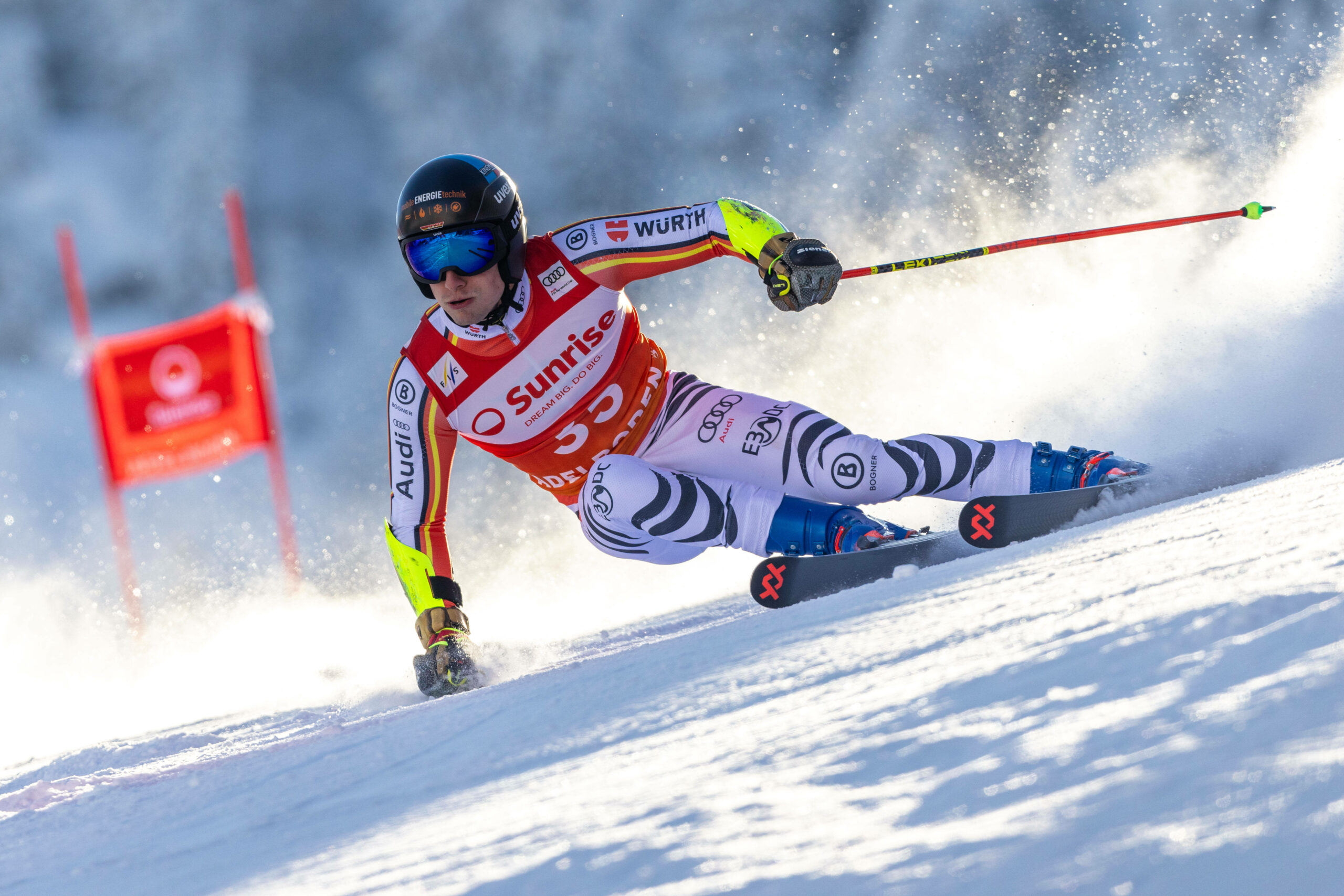 Jonas Stockinger (25) beim Riesenslalom in Adelboden