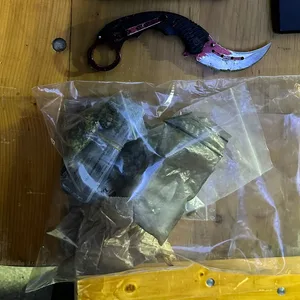 Auch ein Karambit-Messer (M.), eine Art Hakenmesser, ist am Jungfernstieg sichergestellt worden.
