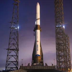 Die „New Glenn“ auf der Startrampe in Cape Canaveral.