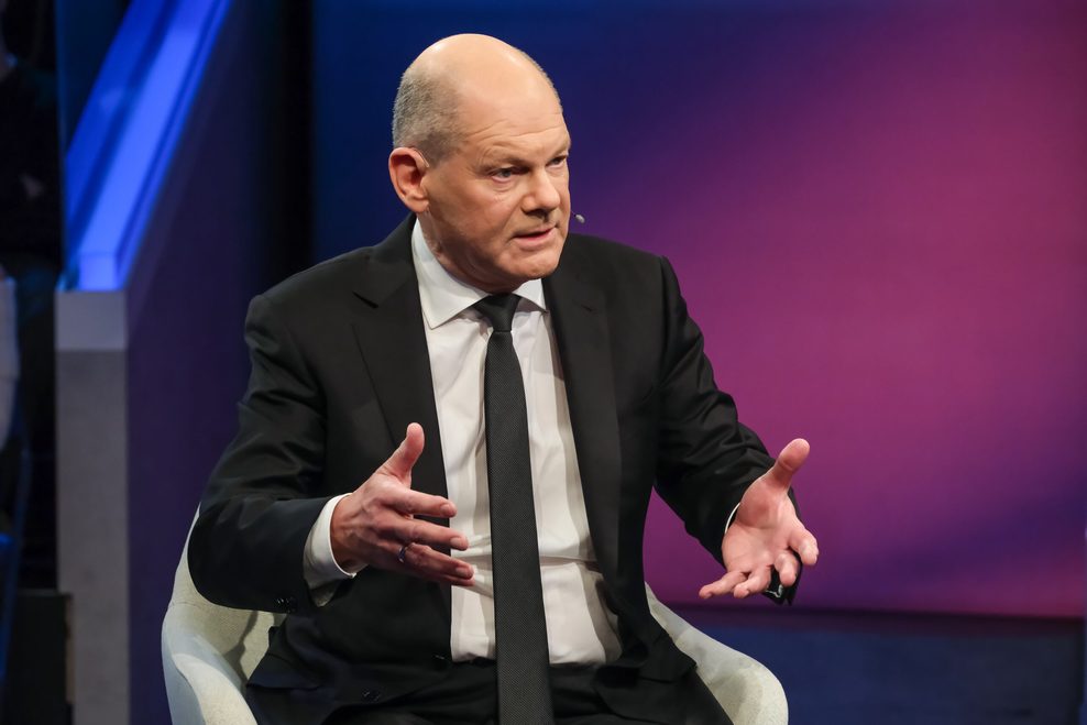 Bundeskanzler Olaf Scholz (SPD) zu Gast in der ARD-Sendung „Maischberger“.