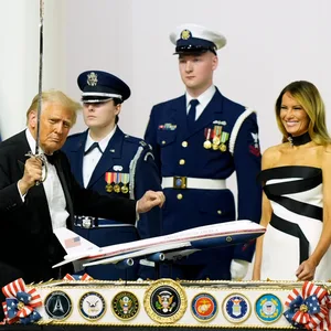 Donald Trump schnitt den Kuchen zu seiner Amtseinführung mit einem riesigen Säbel an. Danach begnadigte er Straftäter.