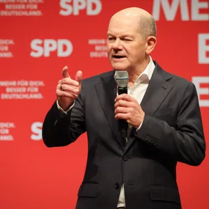Bundeskanzler Olaf Scholz (SPD) beim Wahlkampftermin in Hamburg.