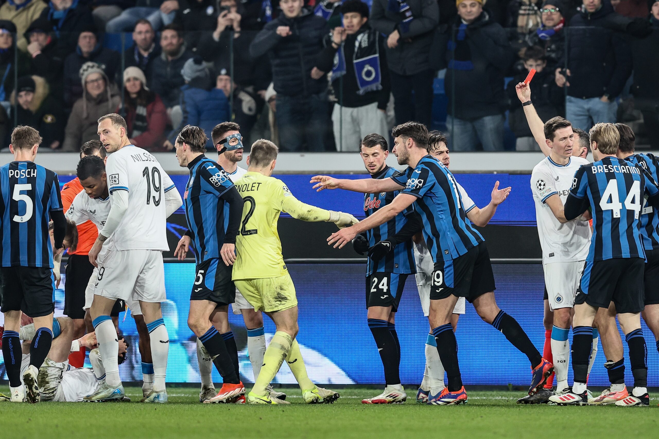 Rudelbildung beim Spiel Atalanta Bergamo gegen den FC Brügge