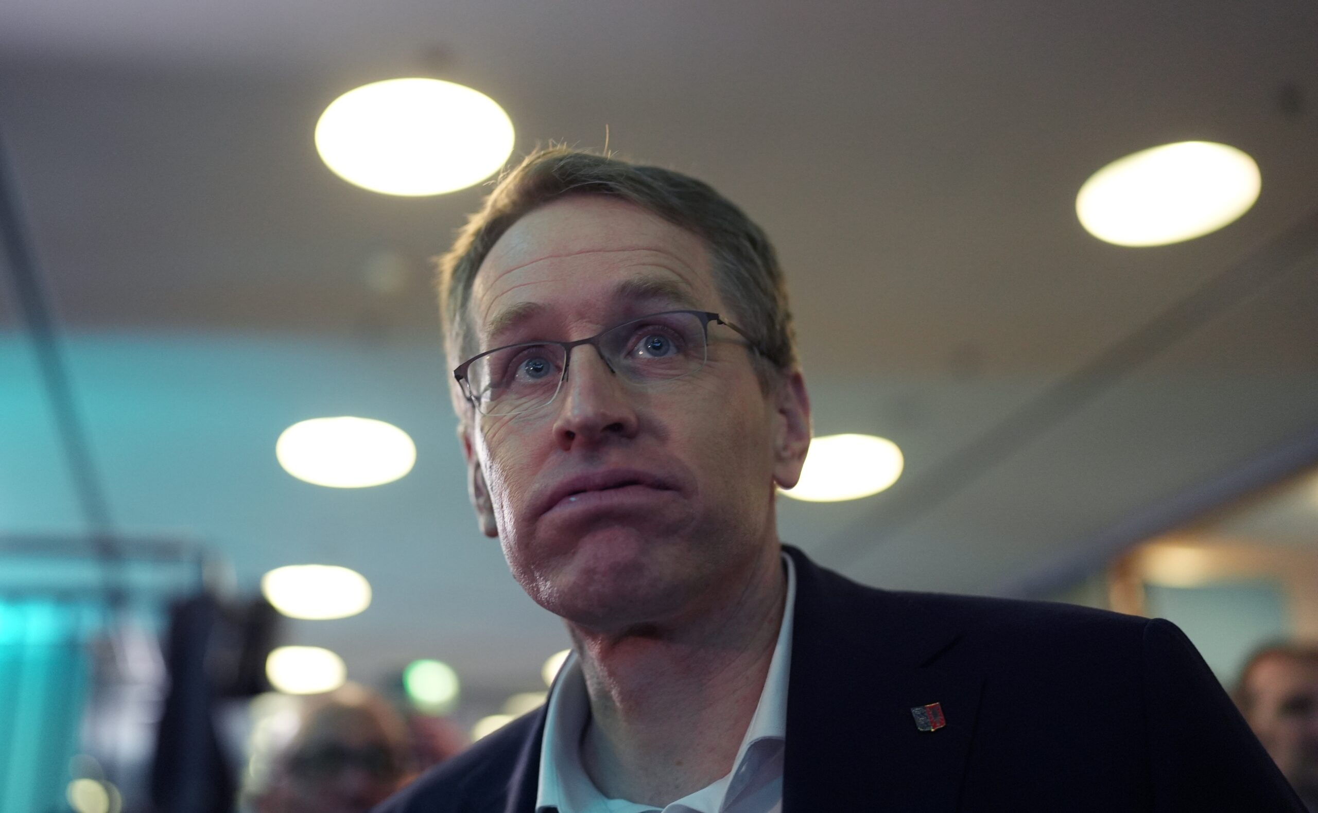 Daniel Günther (CDU), Ministerpräsident von Schleswig-Holstein, auf der Wahlparty im Berliner Konrad-Adenauer-Haus.