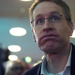Daniel Günther (CDU), Ministerpräsident von Schleswig-Holstein, auf der Wahlparty im Berliner Konrad-Adenauer-Haus.