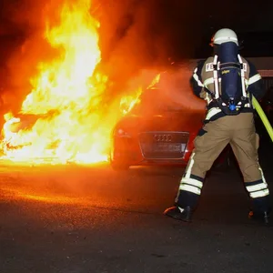 Zwei Pkw brannten in der Nacht zum Mittwoch auf einem Autohof in Wentorf bei Hamburg aus.