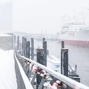 Dei Elbphilharmonie im Nebel und im Schnee