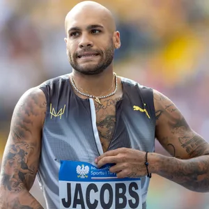 Lamont Marcell Jacobs in seinem Rennoutfit