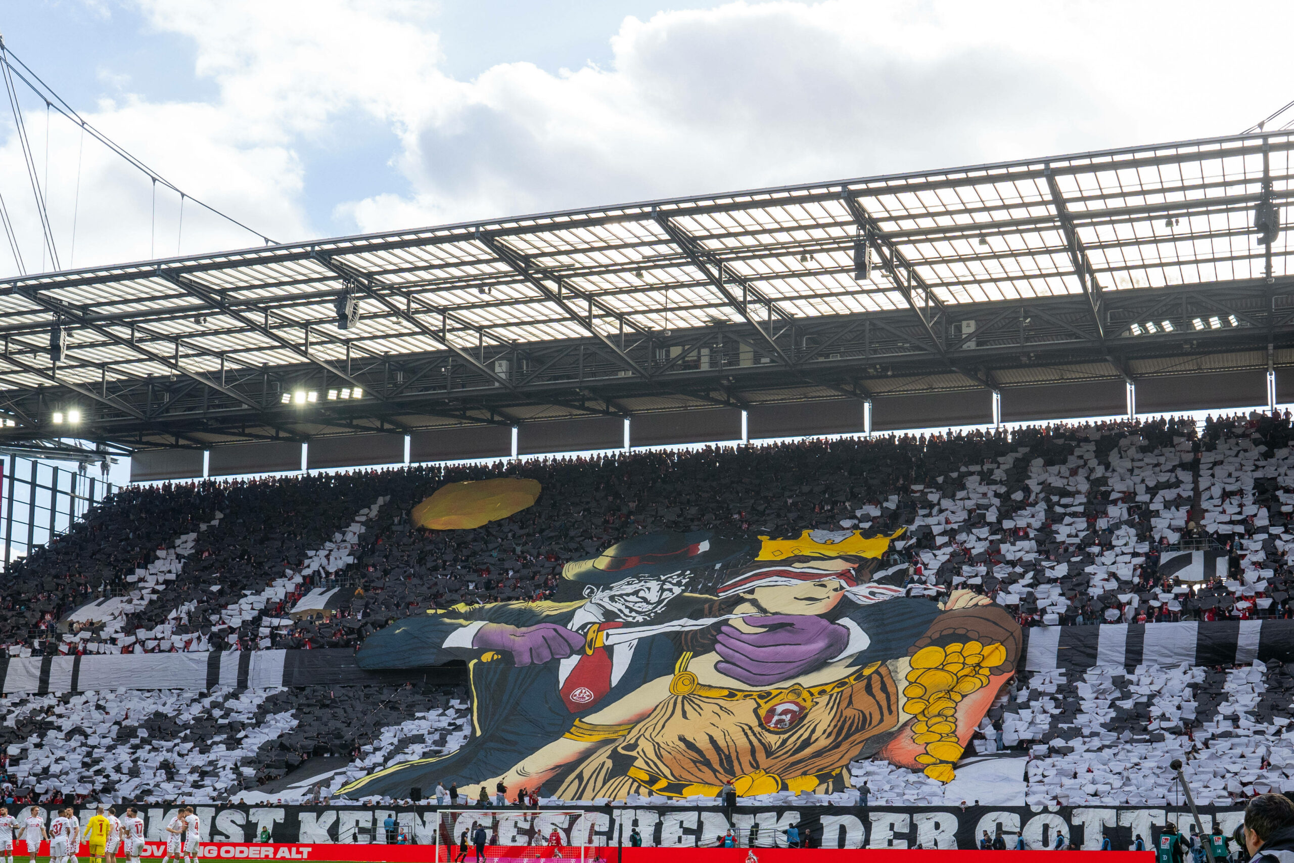 Die Choreo der Kölner Fans im Derby gegen Düsseldorf