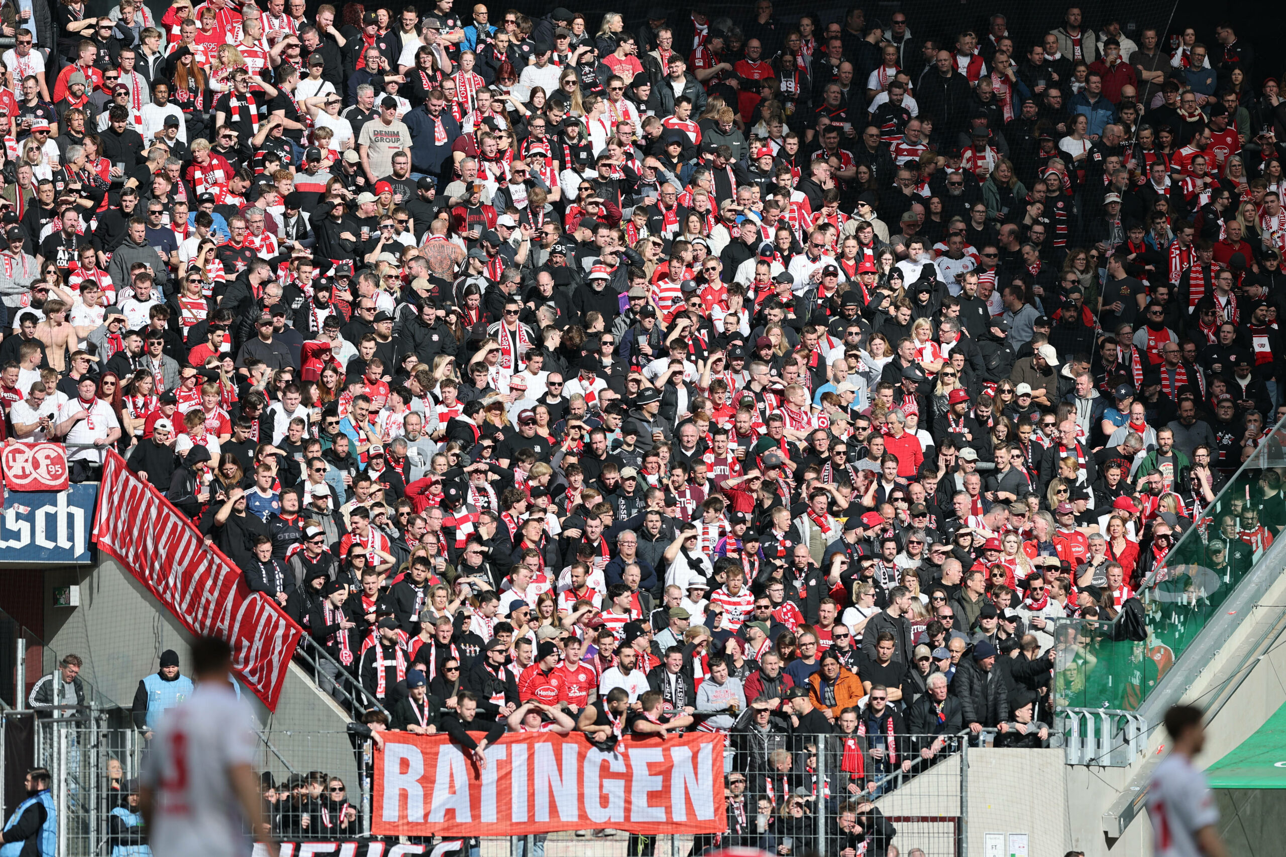 Der Gästeblock in Köln gefüllt mit Fortuna Düsseldorf Fans