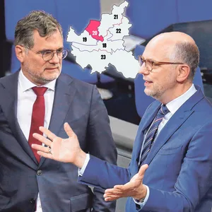 Wolfgang Schmidt (SPD, l.) und Till Steffen (Grüne) ringen um das Direktmandat in Eimsbüttel.