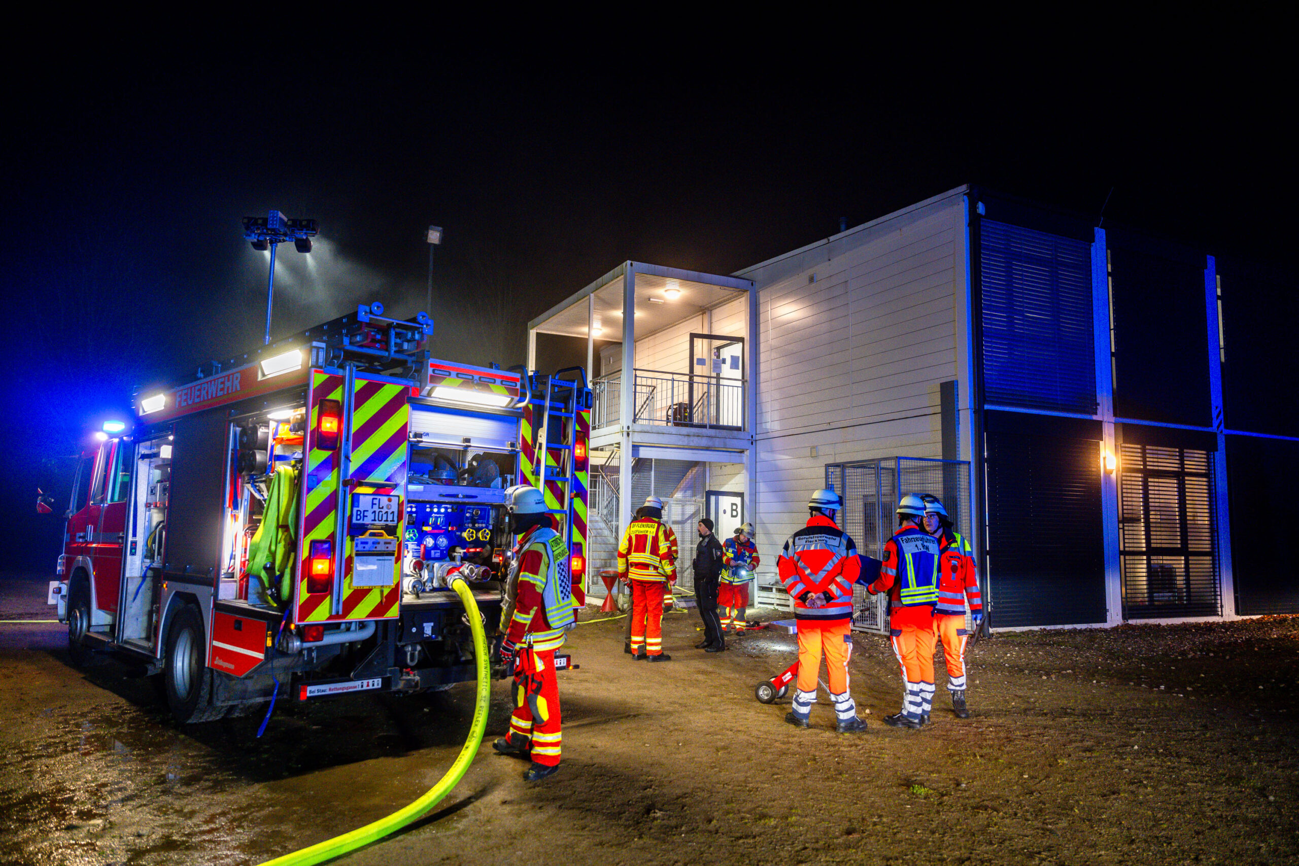 Am Sonntagabend brach in der Geflüchtetenunterkunft in Flensburg ein Feuer aus.