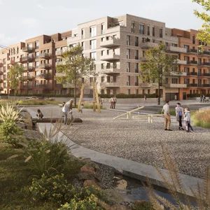 Eine Visualisierung des neuen Quatiers "Moosrosenquartier Nord"