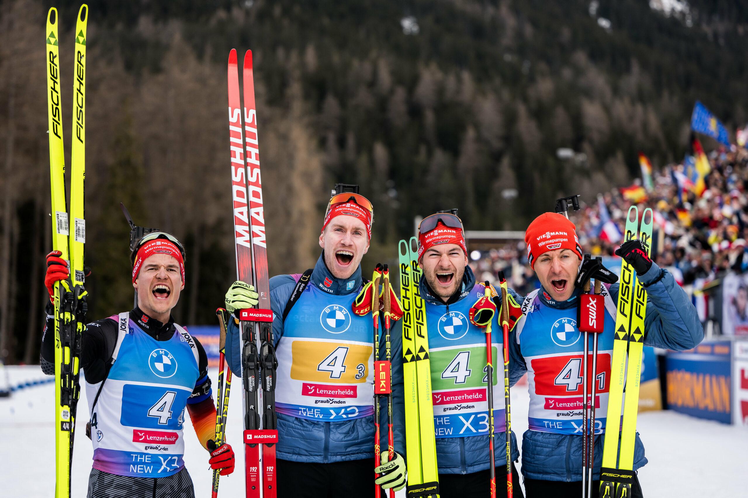 Die deutsche Biathlon-Staffel bei der WM in Lenzerheide