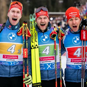 Die deutsche Biathlon-Staffel bei der WM in Lenzerheide