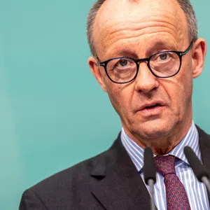 Friedrich Merz (CDU) bei einer Pressekonferenz.