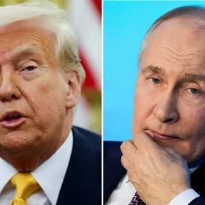 Donald Trump (l.) erkennt nur sehr langsam, dass Wladimir Putin in der Ukraine auf Zeit spielt.