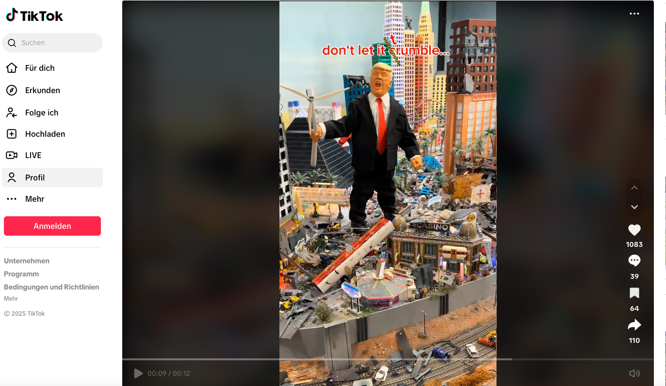 Auf TikTok hat das Miniatur Wunderland einen Appell an Donald Trump gerichtet.