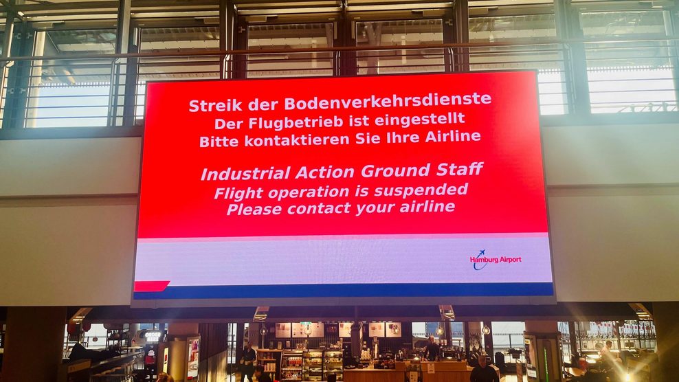 Am Hamburger Flughafen fallen heute alle Flüge aus. Grund ist ein Warnstreik.