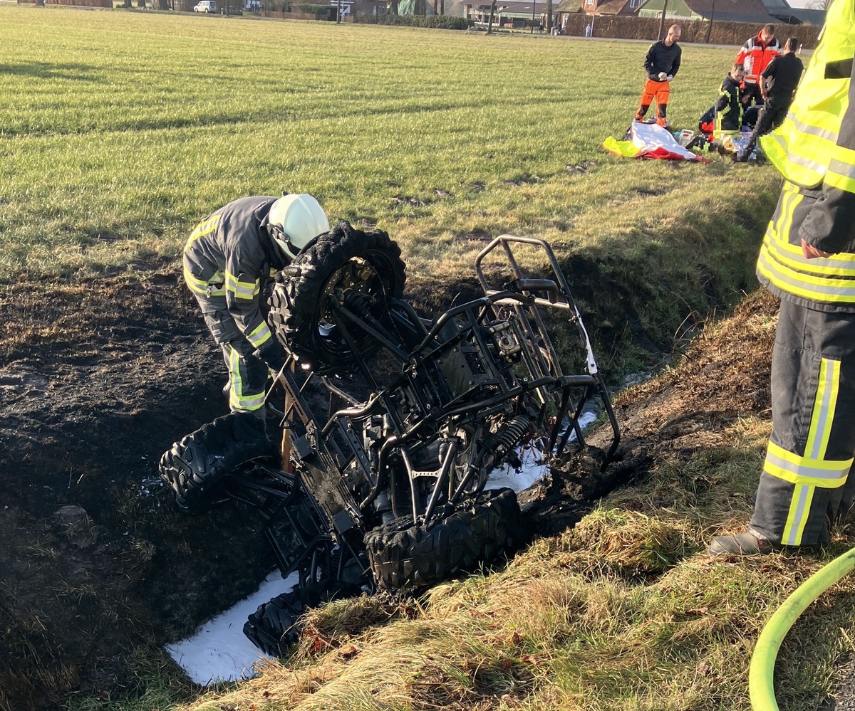 Das Quad wurde durch das Feuer vollständig zerstört.