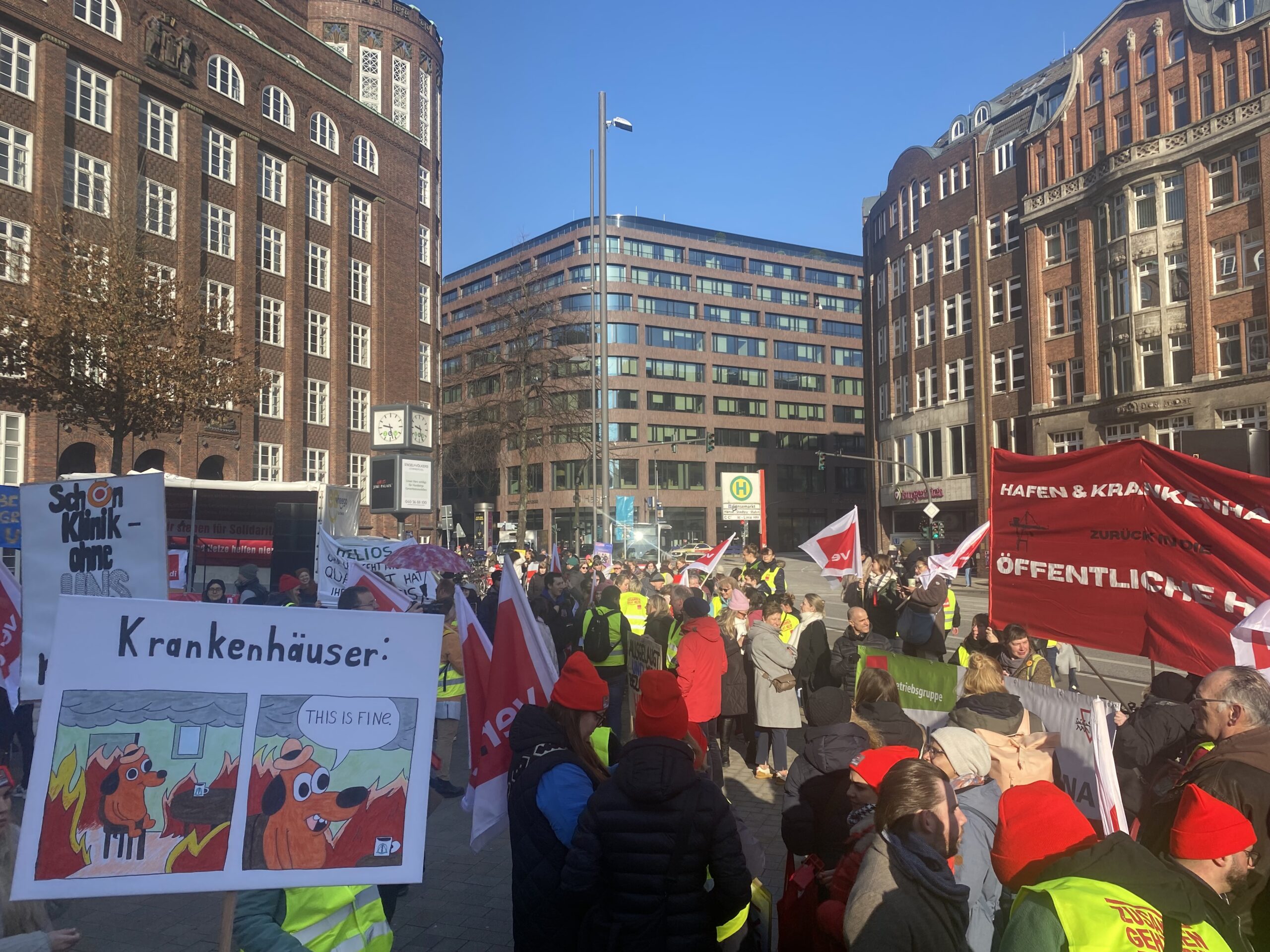 Demo auf dem Gänsemarkt: Rund 1500 Krankenpfleger aus ganz Hamburg demonstrierten für mehr Lohn und bessere Arbeitsbedingungen.