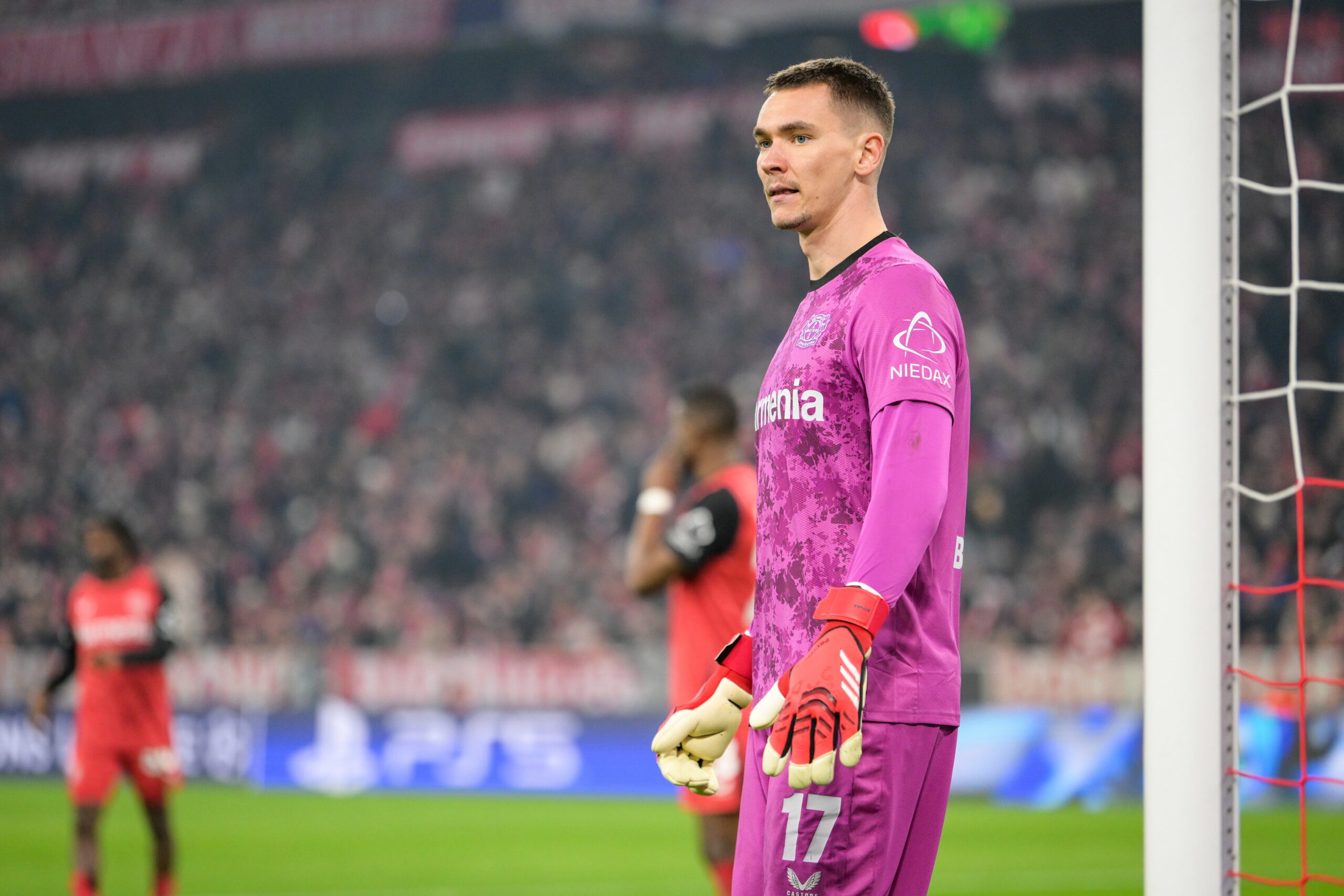 Matej Kovar im Tor von Leverkusen