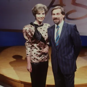 Peter Rapp mit Carolin Reiber in der Sendung „Tele-As“ im Jahr 1987