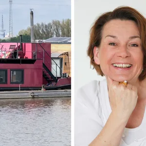 Links der Tatort, rechts das Opfer: Die Autorin Alexandra Fröhlich wurde auf ihrem Hausboot getötet.
