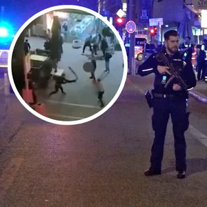 Polizisten am Tatort: Handyaufnahmen zeigen die Szenerie am Donnerstagabend.