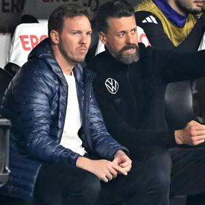 Sandro Wagner und Julian Nagelsmann auf der Trainerbank