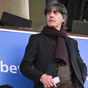 Joachim Löw steht auf der Tribüne