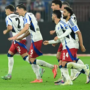 Jubelnde HSV-Spieler