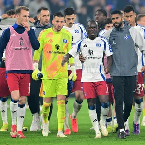 Bedient: Die HSV-Profis trotten nach dem 2:2 auf Schalke vom Platz.