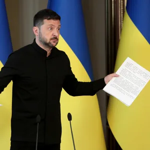 Wolodymyr Selenskyj bei einer Pressekonferenz (Archivbild).