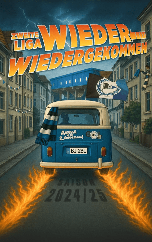 Arminia Bielefeld feiert mit einem Filmplakat den Zweitliga-Aufstieg