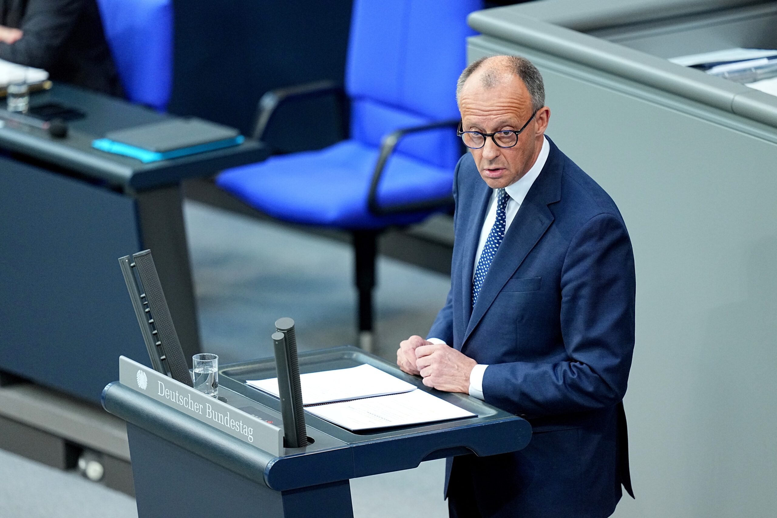 Bundeskanzler Friedrich Merz (CDU) bei seiner Regierungserklärung im Bundestag.