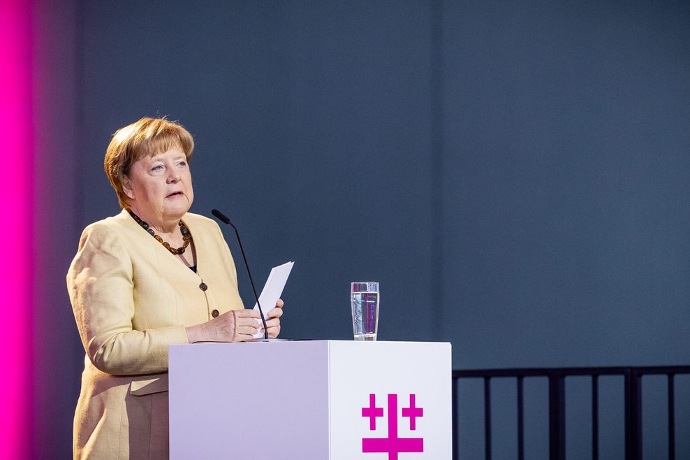 Altkanzlerin Angela Merkel (CDU) auf dem Evangelischen Kirchentag in Hannover.