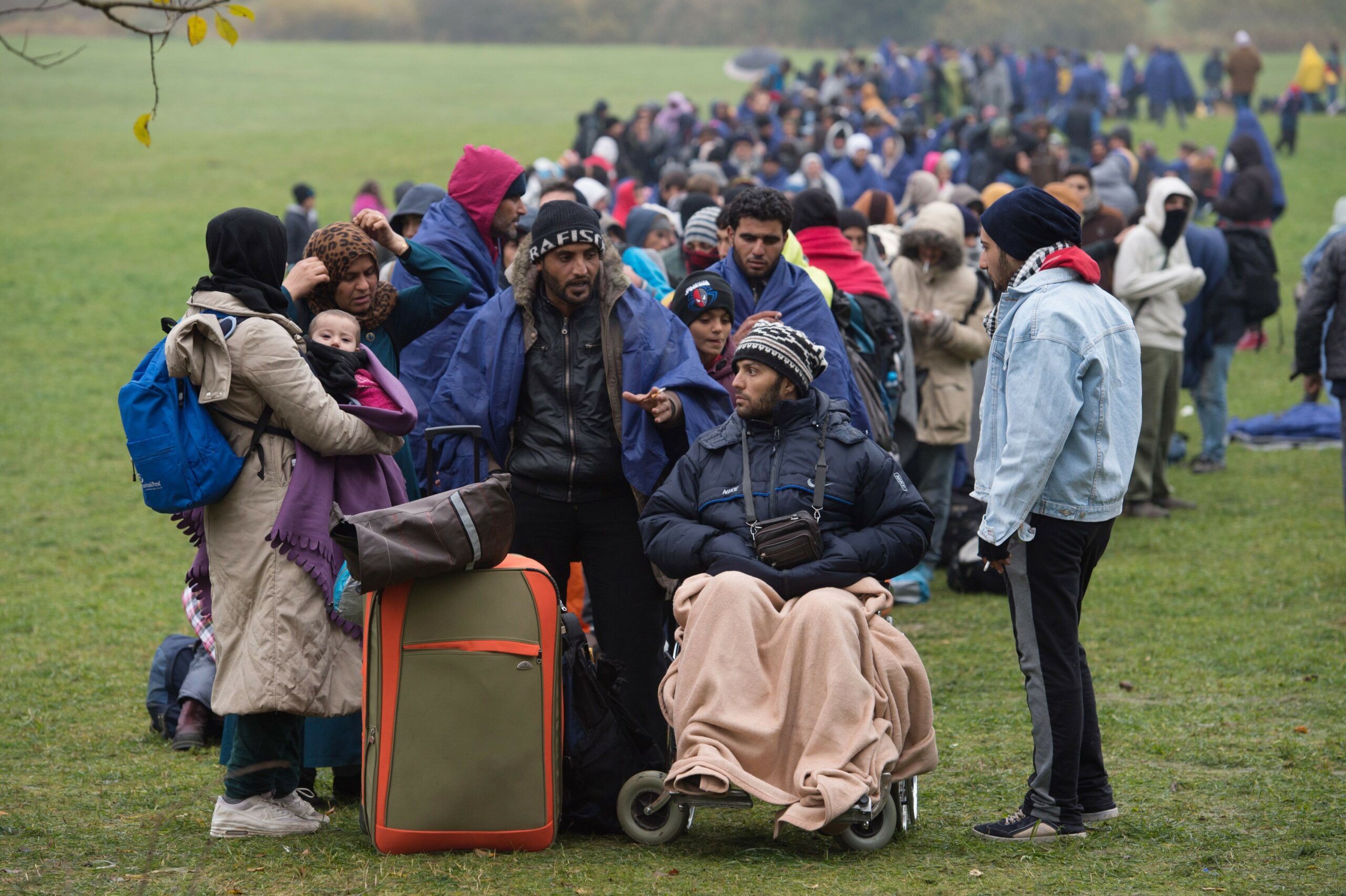 Geflüchtete 2015 nahe Wegscheid an der deutsch-österreichischen Grenze.