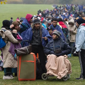 Geflüchtete 2015 nahe Wegscheid an der deutsch-österreichischen Grenze.