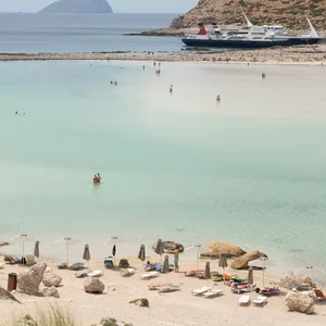Teilansicht des Strandes von Balos und seiner Lagune im nordöstlichen Teil der Insel Kreta.
