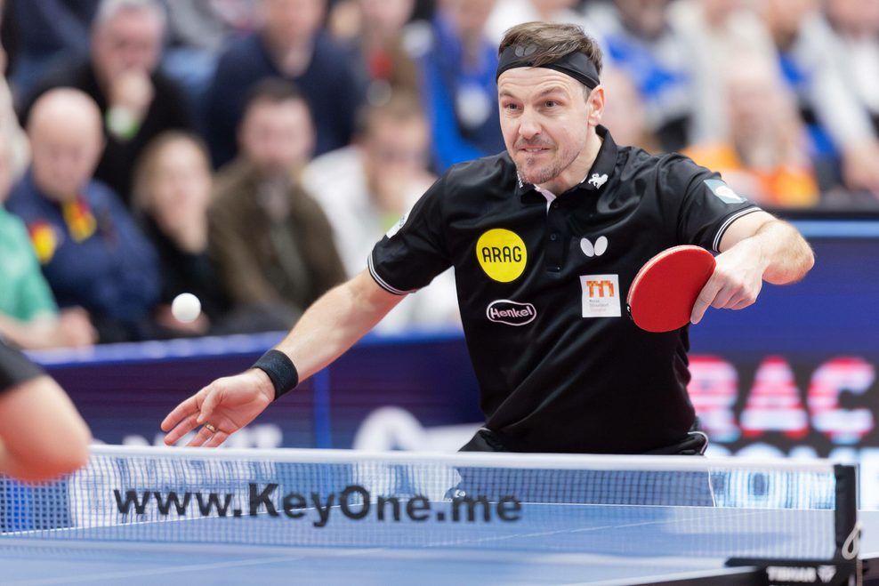 Timo Boll während eines Bundesligaspiels