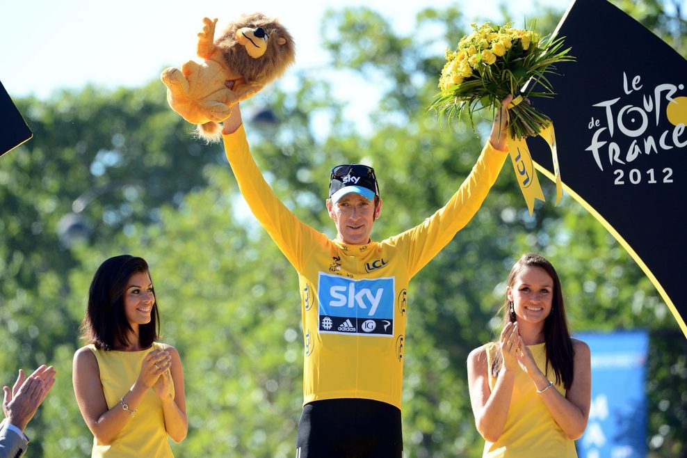 Bradley Wiggins bei der Preisverleihung der Tour de France 2012