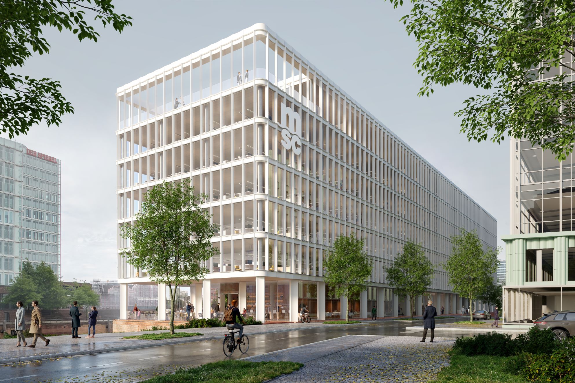 Entwurf der MSC Deutschlandzentrale in der HafenCity von dem Architektenbüro Wandel Lorch Götze Wach.