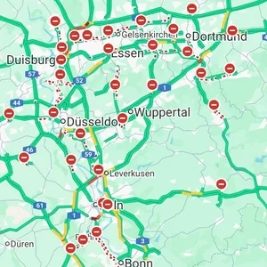 Vor allem im Ruhrgebiet gibt es derzeit massive Sperrungen – wenn man Google Glauben schenken mag.