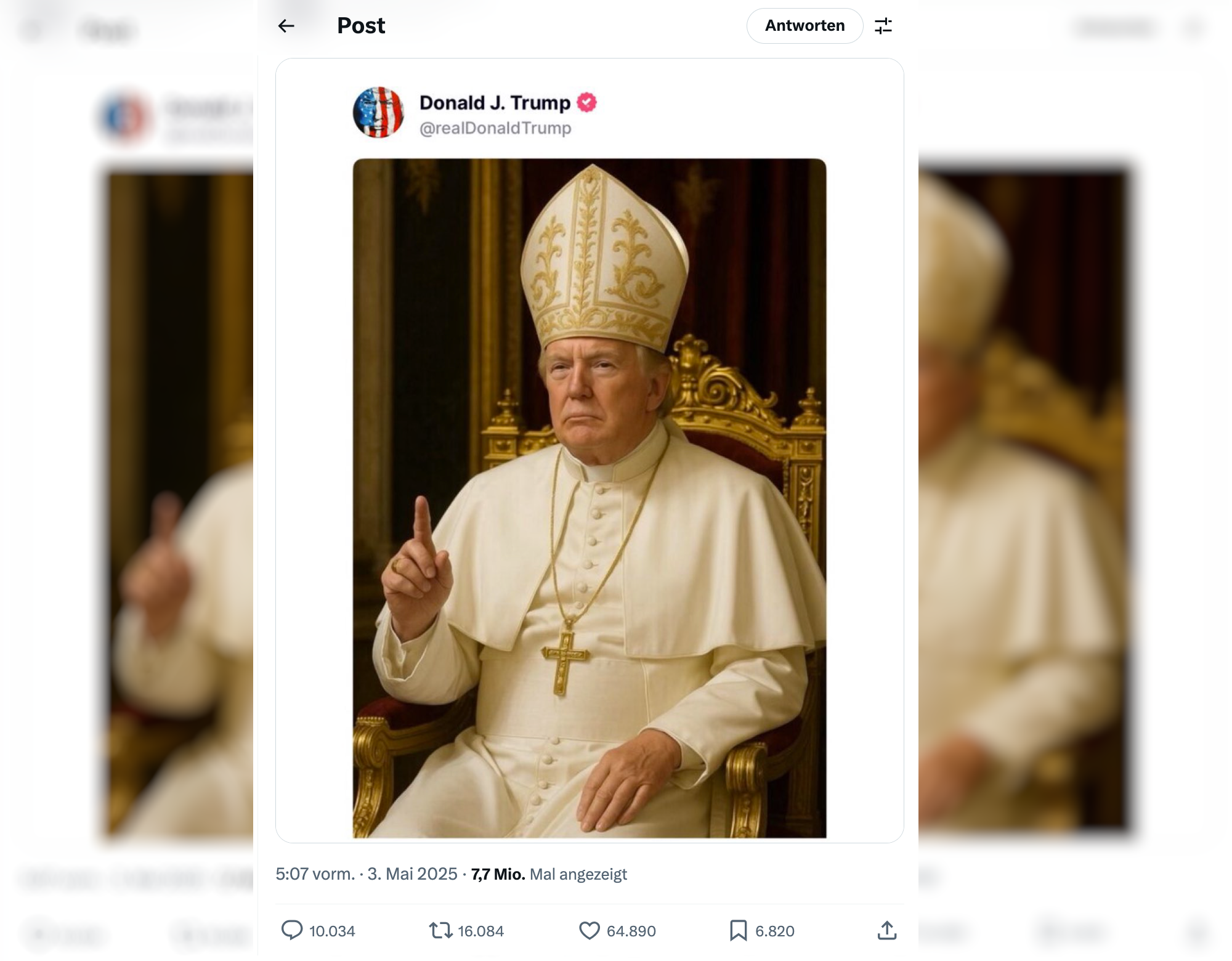 Dieses KI-generierte Bild postete Trump in sozialen Netzwerken.