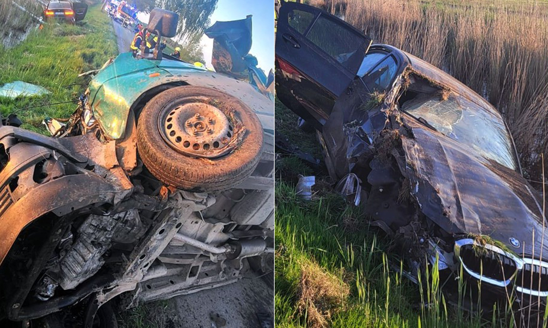 Der Transporter und der BMW wurde bei dem Unfall total zerstört.