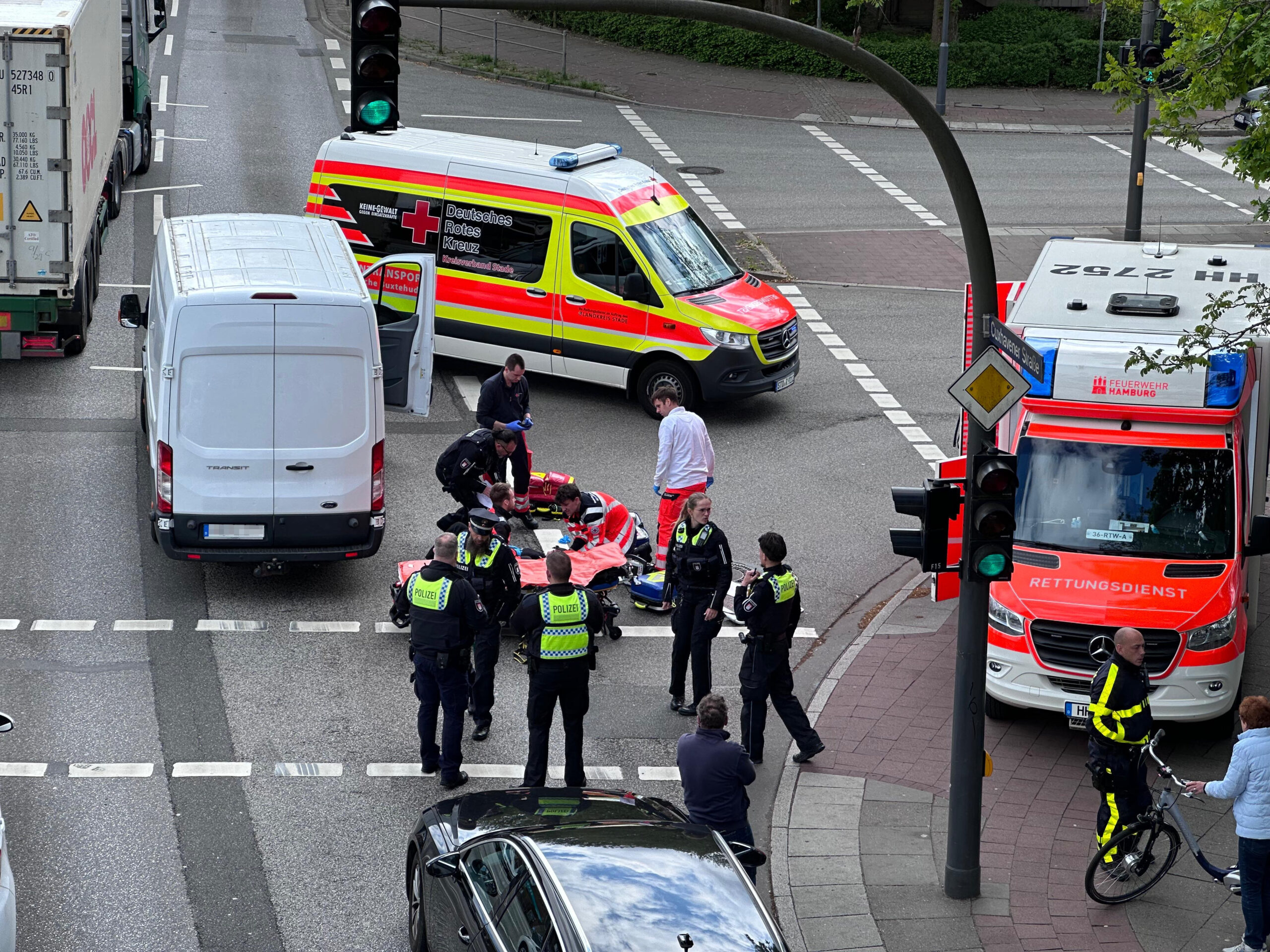 Der Unfallort auf der Cuxhavener Straße.