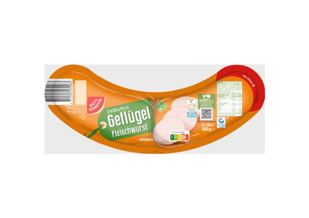 Die Heidemark Landfrische GmbH & Co. KG hat ihre „Gut&Günstig Delikatess  Geflügel-Fleischwurst“ zurückgerufen.